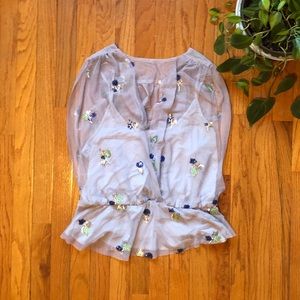 EVA FRANCO SEQUIN EMBROIDERED BLOUSE